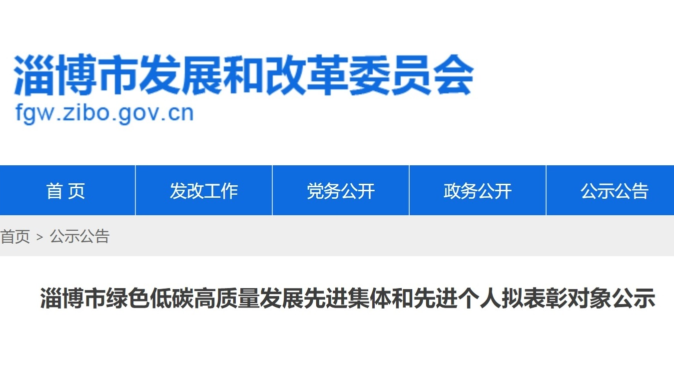 喜报！尊龙凯时总经理吴越荣获“淄博市绿色低碳高质量发展先进个人”称号